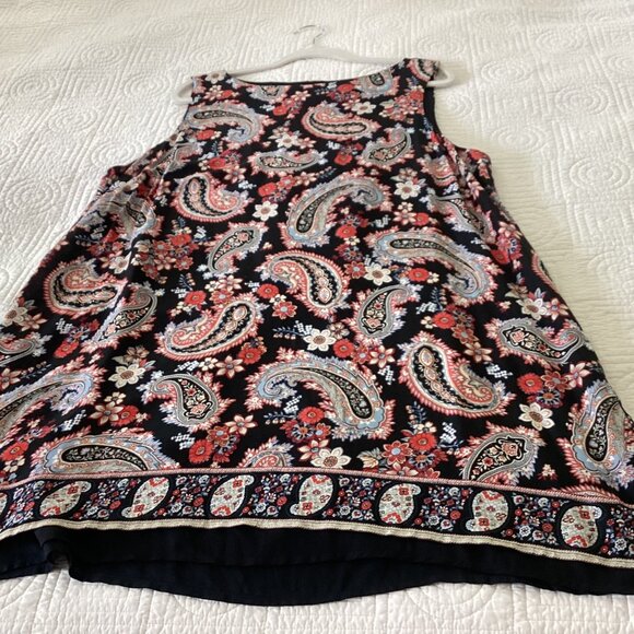 J.Jill Womens XL Sleeveless Black & Red Paisley Pattern Top 100% Rayon - Picture 7 of 11